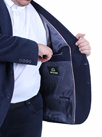 Starbattal Erkek Büyük Beden 4 Drop Blazer Şönili Ceket 500602 LACIVERT