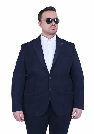 Starbattal Erkek Büyük Beden 4 Drop Blazer Şönili Ceket 500602 LACIVERT