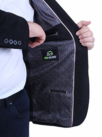 Starbattal Erkek Büyük Beden 4 Drop Blazer Şönili Ceket 500602 SIYAH