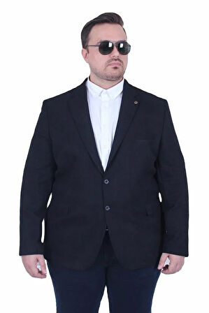 Starbattal Erkek Büyük Beden 4 Drop Blazer Şönili Ceket 500602 SIYAH