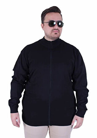 Starbattal Erkek Büyük Beden Fermuarlı Hırka 23754 SIYAH