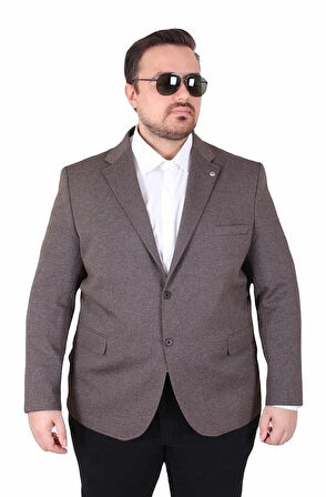 Starbattal Erkek Büyük Beden 4 Drop Blazer Sedef Ceket 500606 KAHVERENGİ