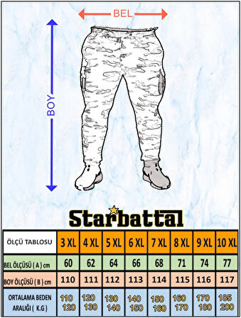 Starbattal Büyük Beden 3ip Classic Eşofman Altı 22515 HAKI