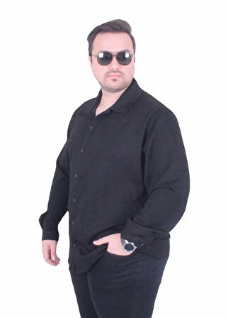 Starbattal Erkek Büyük Beden Uzun Kollu Gömlek 25727 SIYAH