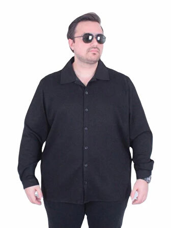 Starbattal Erkek Büyük Beden Uzun Kollu Gömlek 25727 SIYAH