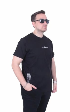 Starbattal Büyük Beden Erkek Sıfır Yaka Tişört New Adventures 26129 SIYAH