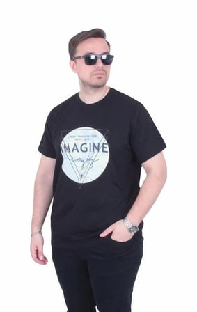 Starbattal Erkek Büyük Beden Sıfır Yaka Tişört Imagine 26132 SIYAH