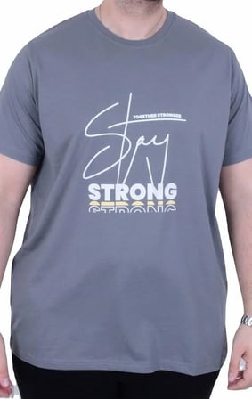 Starbattal Erkek Büyük Beden Sıfır Yaka Tişört Strong 26131 FUME
