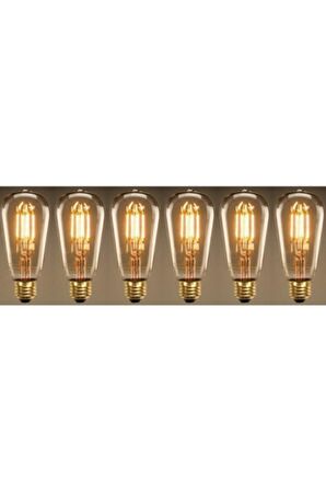 ST64 4 Watt Rustik Edison Ampul e27 Duy Armut 6 Adet