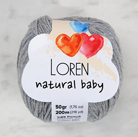 Loren Natural Baby Gri El Örgü İpi - R082 - 33946