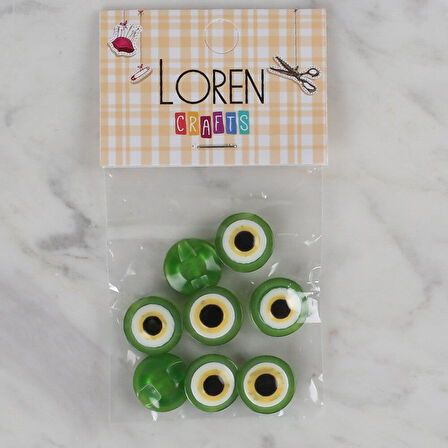 Loren Crafts yeşil 8 li nazar boncuğu düğme - 164