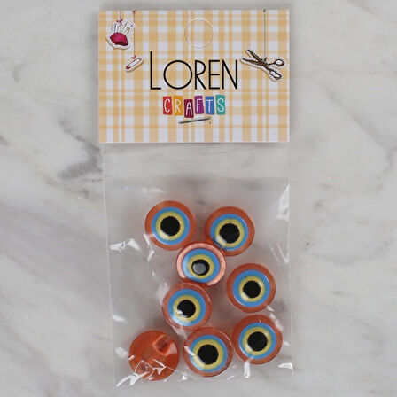 Loren Crafts turuncu 8 li nazar boncuğu düğme - 16