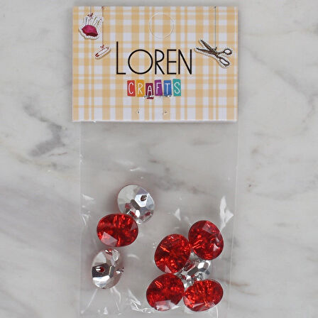 Loren Crafts kırmızı 8 li düğme - 240