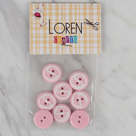 Loren Crafts pembe 8 li ayak izi düğme - 435