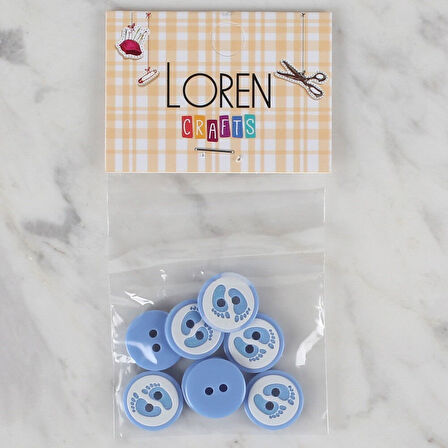 Loren Crafts mavi 8 li ayak izi düğme - 441