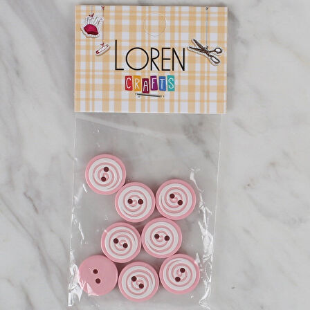 Loren Crafts pembe 8 li yuvarlak düğme - 447