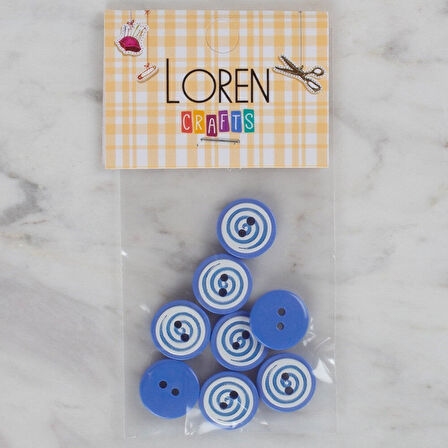 Loren Crafts mavi 8 li yuvarlak düğme - 452