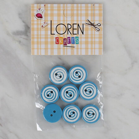 Loren Crafts mavi 8 li yuvarlak düğme - 453