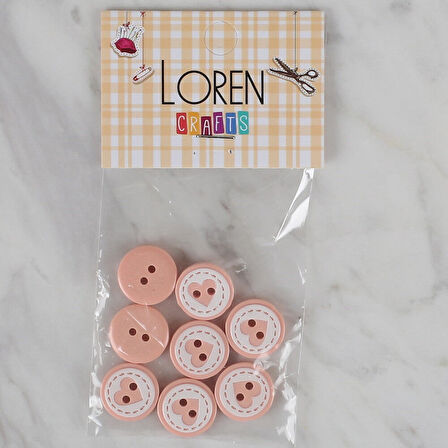 Loren Crafts yavruağzı 8 li Kalp düğme - 471