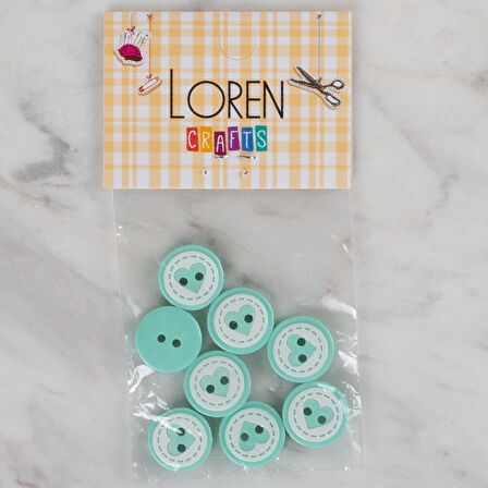 Loren Crafts yeşil 8 li kalp düğme - 477