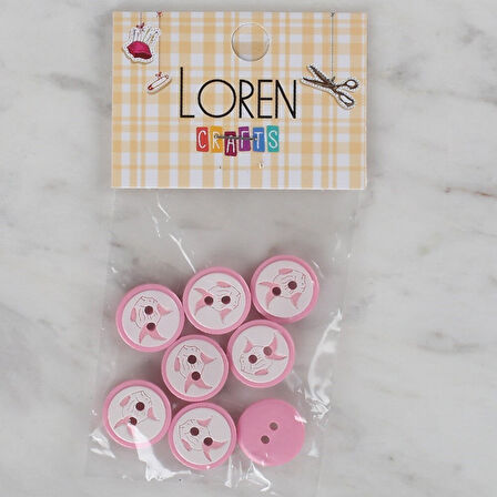 Loren Crafts pembe 8 li balık düğme - 571