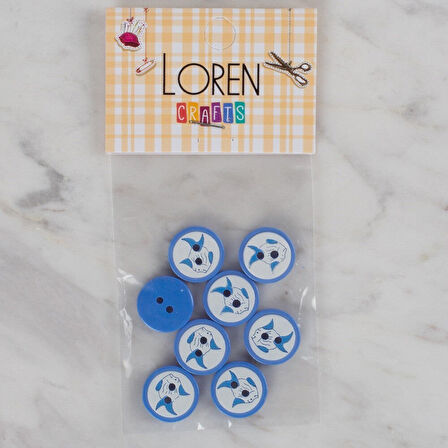 Loren Crafts koyu mavi 8 li balık düğme - 576