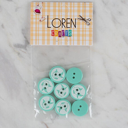 Loren Crafts yeşil 8 li balık düğme - 578