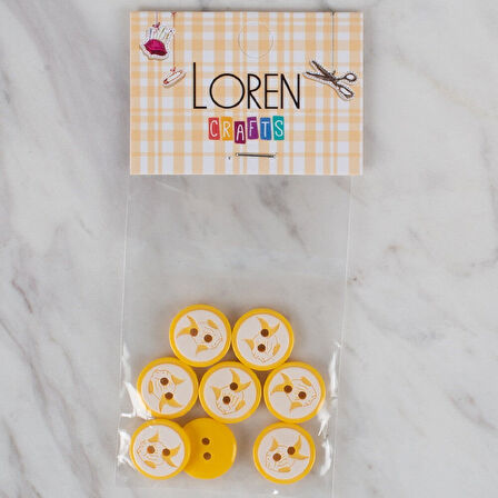 Loren Crafts sarı 8 li balık düğme - 579