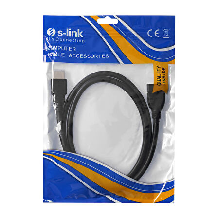 S-link SL-HF10 1m Hdmi => Hdmi 3D,3V uzatma kablosu (Giriş: Hdmi-Erkek => Çıkış:Hdmi-Dişi )