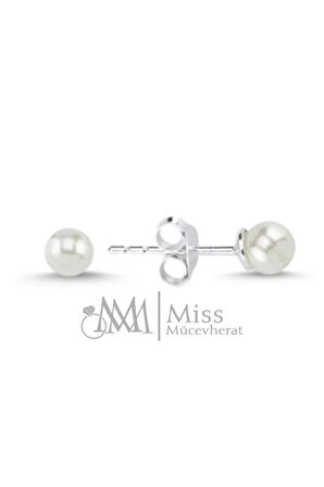 925 Ayar Gümüş İnci Küpe 4 mm