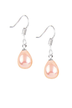 Pembe İnci Damla Küpe Gümüş Kancalı Model