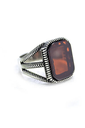 925 Ayar Gümüş Kafes Model Kırmızı Zirkon Taşlı Yüzük Mıssyzk23