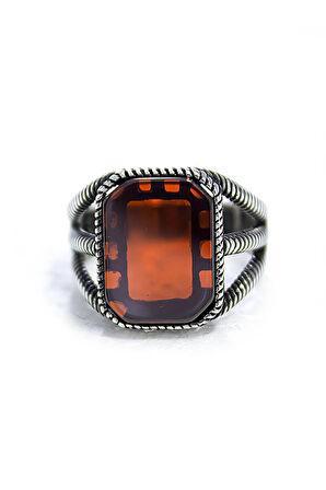 925 Ayar Gümüş Kafes Model Kırmızı Zirkon Taşlı Yüzük Mıssyzk23