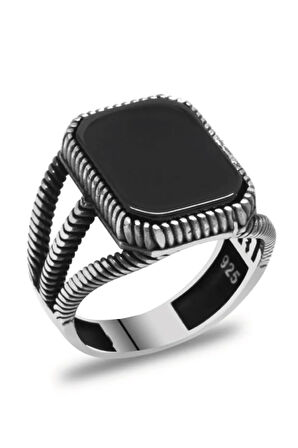 925 Ayar Gümüş Pençe Model Oniks Taşlı Yüzük