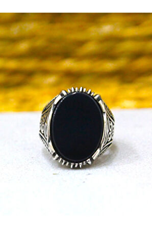 Oniks Taşlı Erkek Yüzük 925 Ayar Gümüş