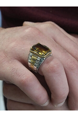 925 Ayar Gümüş Saat Kordon Model Sultanit Zultanite Taşlı Erkek Yüzük