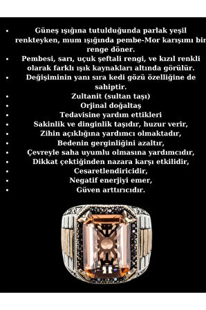 925 Ayar Gümüş Saat Kordon Model Sultanit Zultanite Taşlı Erkek Yüzük