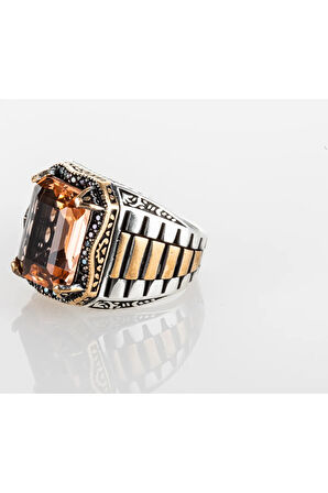 925 Ayar Gümüş Saat Kordon Model Sultanit Zultanite Taşlı Erkek Yüzük