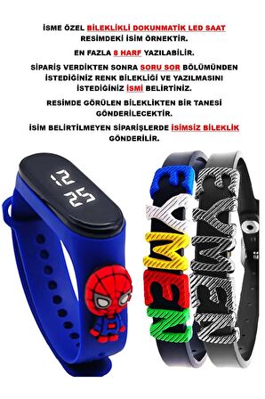 Çocuk Dokunmatik Led Saat Örümcek Figürlü Mavi Su Geçirmez İsimli Bileklikli STA-1101