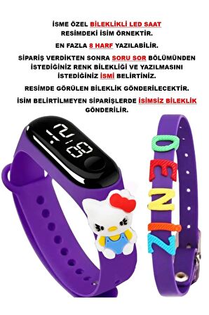 Çocuk Dokunmatik Led Saat Kiti Figürlü Su Geçirmez Mor İsimli Bileklikli STA-1123