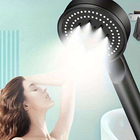 Sylar 5 Fonksiyonlu Yüksek Basınçlı Ayarlanabilir Siyah Duş Başlığı