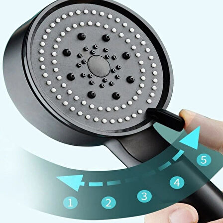 Sylar 5 Fonksiyonlu Yüksek Basınçlı Ayarlanabilir Siyah Duş Başlığı