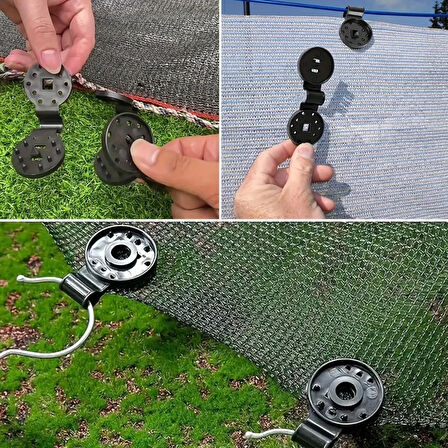 Sylar  10 Adet Güneşlik Filesi Sabitleme Klipsleri, Gölgelik Bezi ve Brandalar İçin Dayanıklı Plastik Kelepçe Kancaları