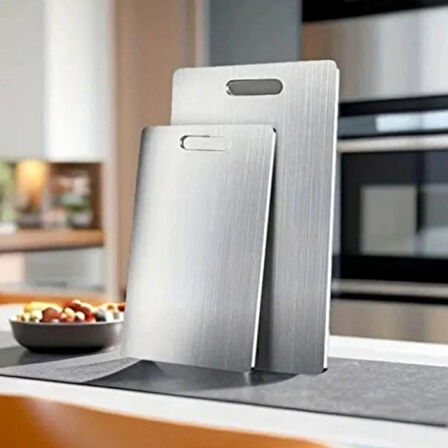 Sylar 2 Boy Paslanmaz Çelik Leke Tutmaz,Kırılmaz,Antibakteriyel,Elde ve Bulaşık Makinesinde Yıkanabilen Meyve,Sebze,Et,Tavuk Kesim Panosu