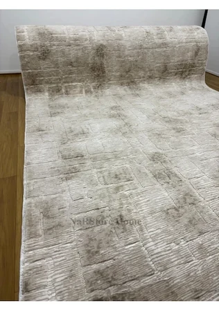 Aksu Stan Kaymaz Tabanlı Kesme Kabartmalı Salon Koridor Mutfak Yıkanabilir Hali bej