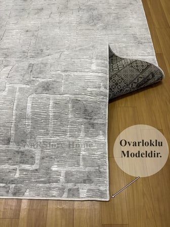 Aksu Stan Kaymaz Tabanlı Kesme Kabartmalı Salon Koridor Mutfak Yıkanabilir Hali Gri