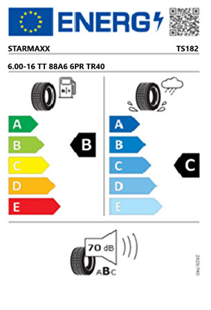 Starmaxx 6.00-16 TT 88A6 6PR TR40 Traktör Ön Lastiği (Üretim Tarihi:2025)