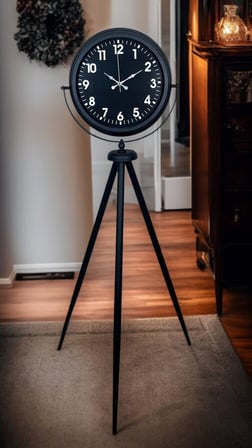 Siyah Asil Standart Stil Tripod Ayaklı Saat