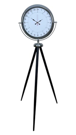 Krom 24 Saat Göstergeli Özel Tasarım Tripod Ayaklı Saat
