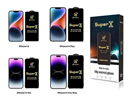 Iphone 14 Pro Super X Kavisli Ekran Koruyucu Kırılmaz Cam Ultra Kalınlık 0.4mm